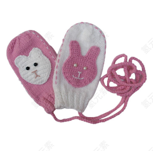 粉色针织手套