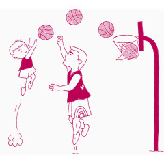 卡通学生打篮球