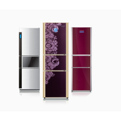 三台不同颜色冰箱