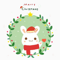 清新可爱手绘圣诞兔子