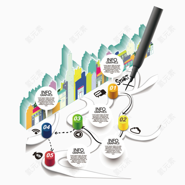 矢量ppt装饰图案 信息图 ppt素材