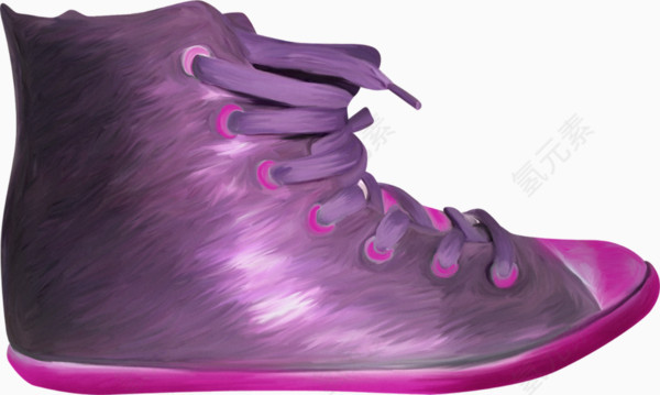 紫色手绘高腰布鞋