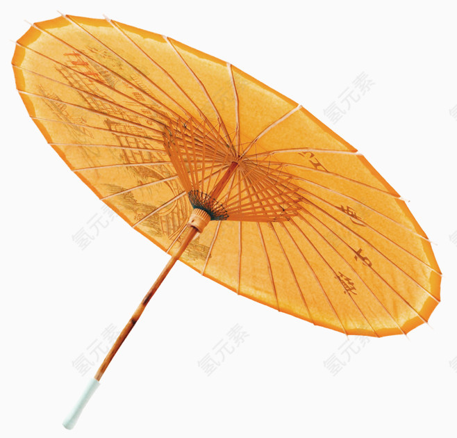黄色古典木质支架雨伞