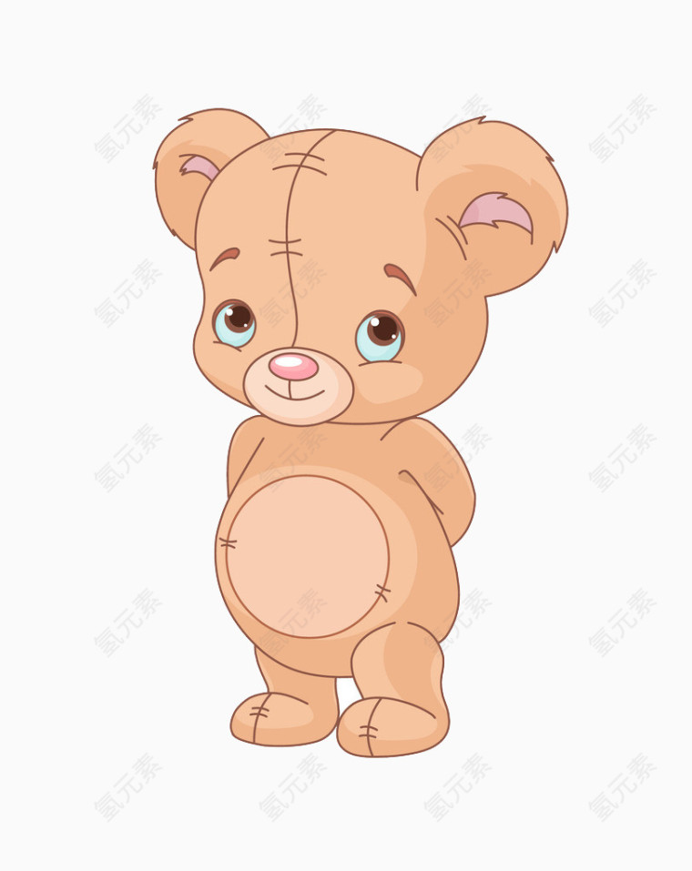 褐色可爱害羞小熊