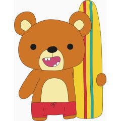 小熊和滑板矢量图