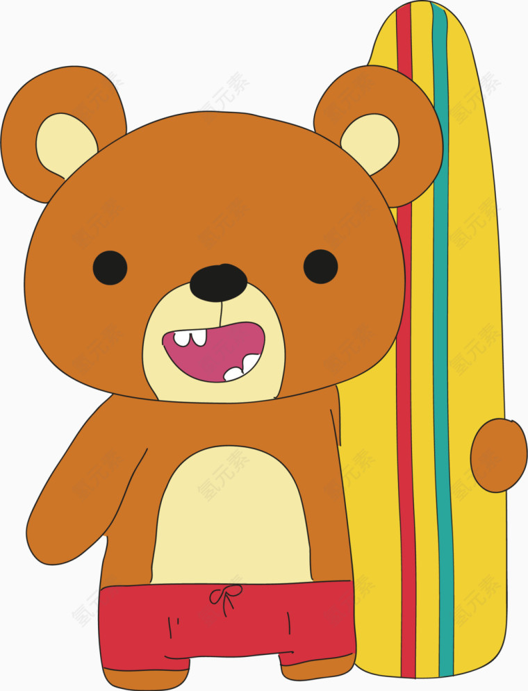 小熊和滑板矢量图
