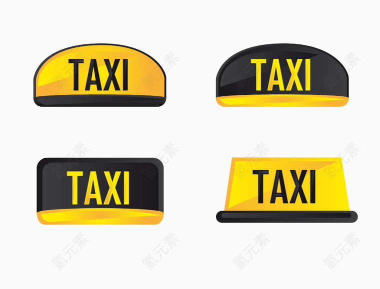 卡通手绘出租车顶灯标志