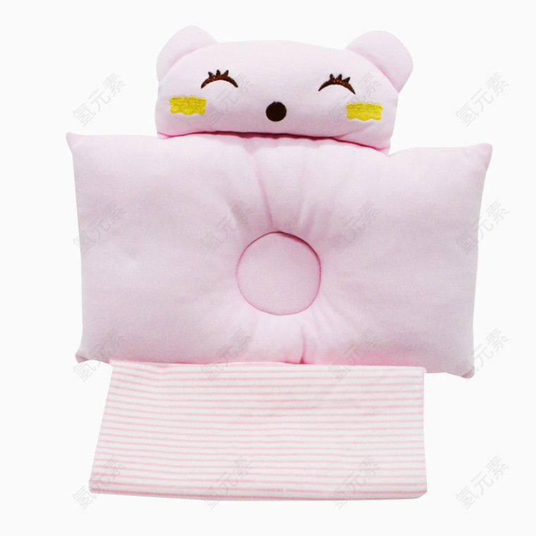 粉色彩棉材质定型枕婴儿枕头