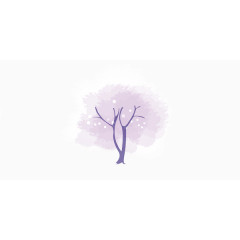 浅紫色水墨清新韩式小树图案
