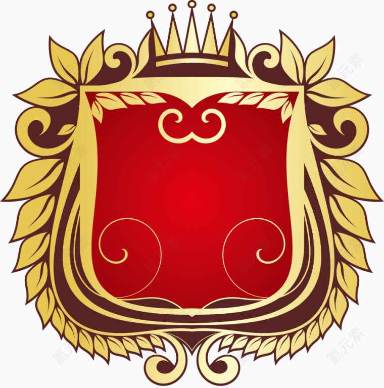 矢量金色边红色标签奢华宫廷风欧式花纹