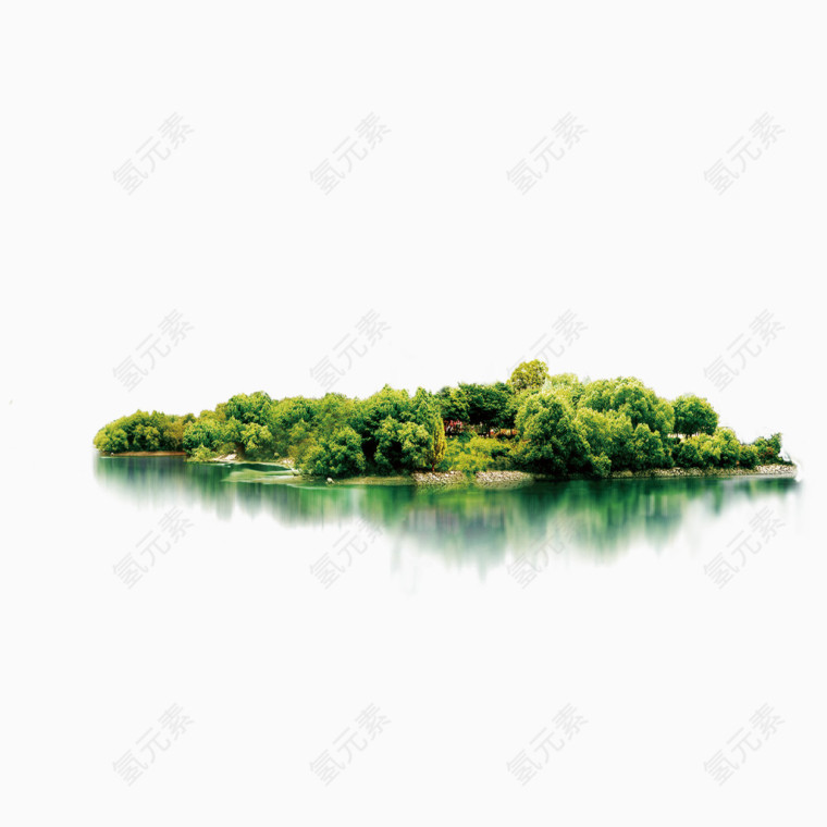 树林湖水