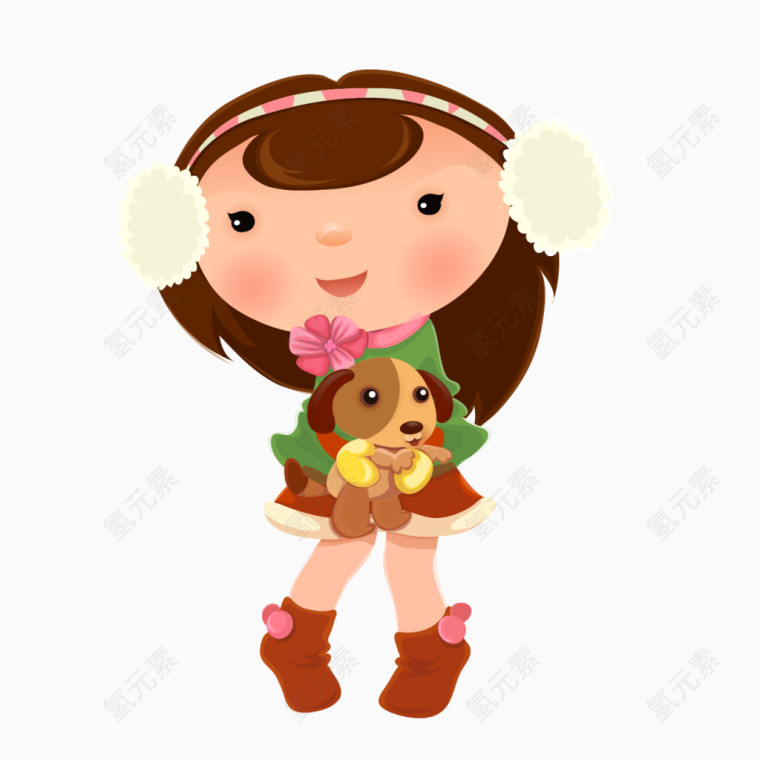 女孩抱小狗