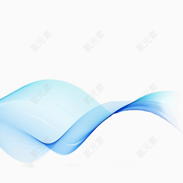 蓝色现代曲线透明底素材