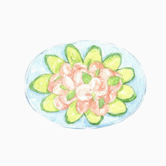 黄瓜虾仁手绘画素材图片
