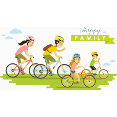 一家人骑自行车