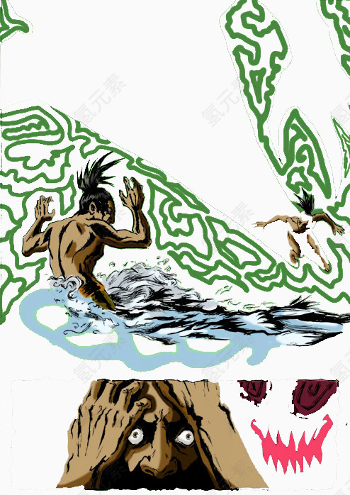 绘画人物游泳图案