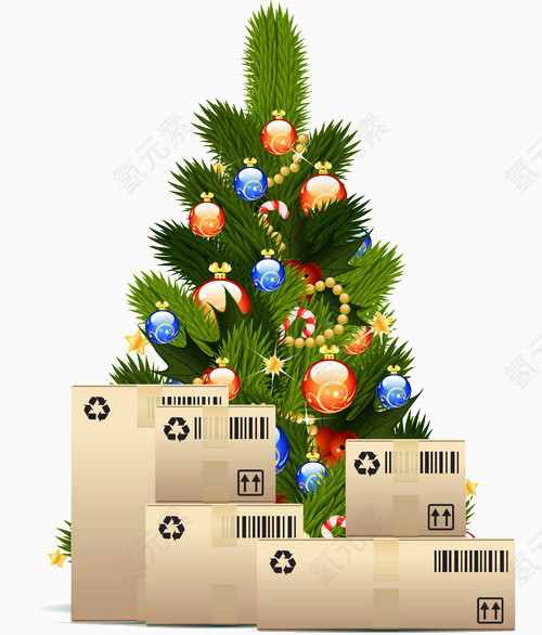 纸箱圣诞树背景图片