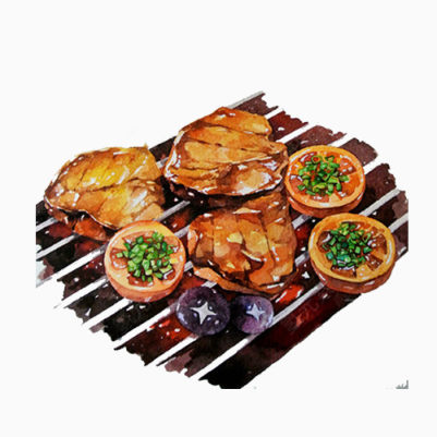 烤肉大餐手绘画素材图片下载