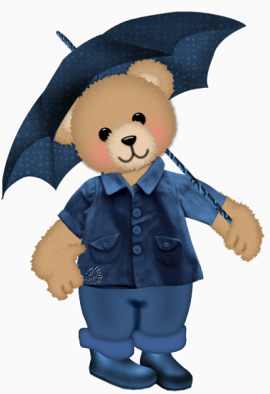 手绘小熊撑伞