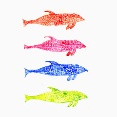 彩色鱼手绘画素材图片