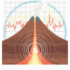 矢量手绘火山