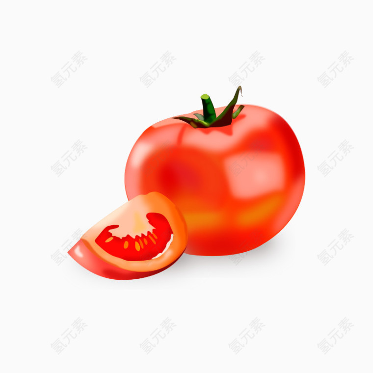 水彩红色番茄