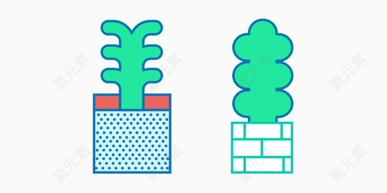 创意扁平绿色植物