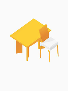 黄色桌椅矢量图