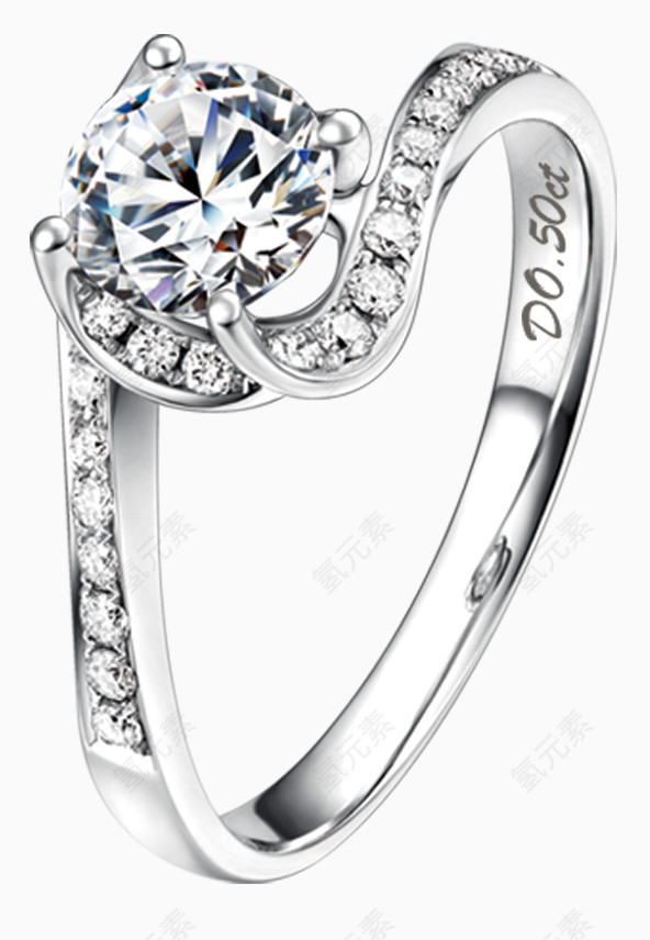 银白色钻石戒指