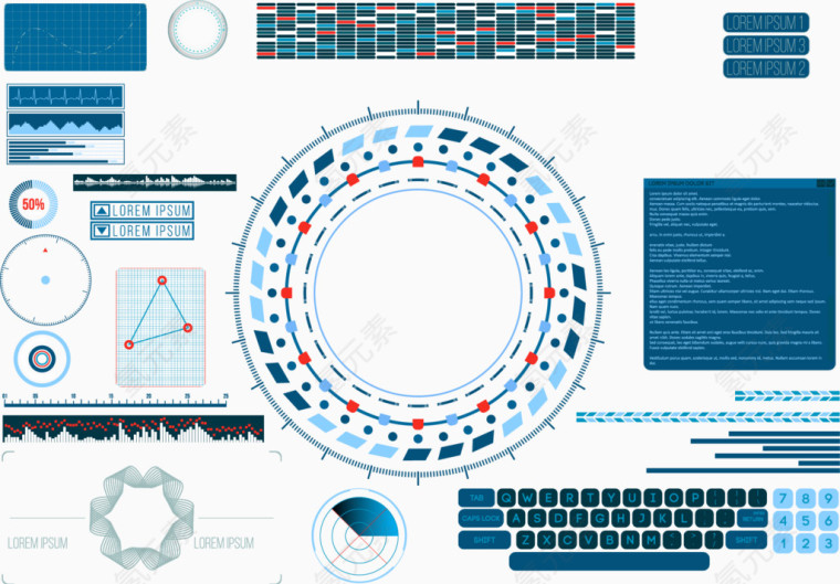 矢量蓝色科技元素