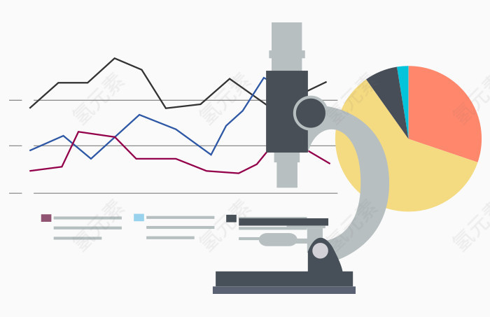矢量商务扁平理财管理显微镜