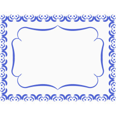 蓝色花纹方形边框PNG矢量元素