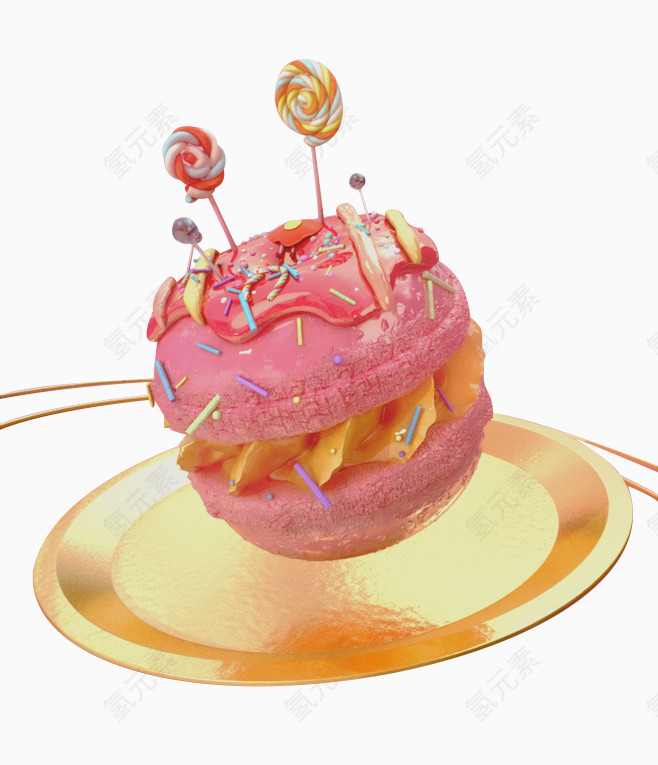 粉色糖果蛋糕甜点