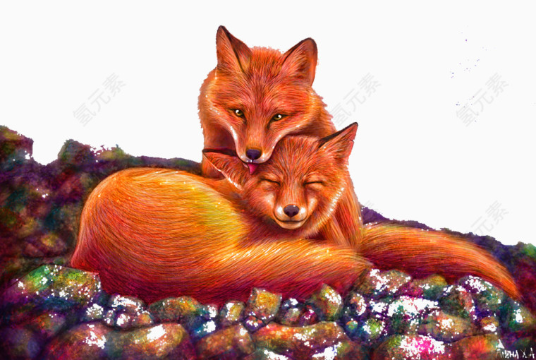 彩绘狐狸图案
