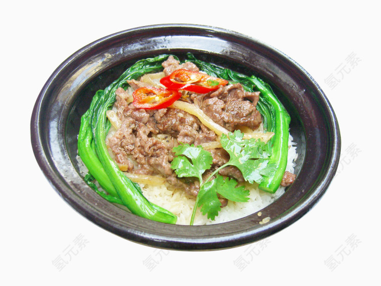 黑椒牛肉煲仔饭免抠素材