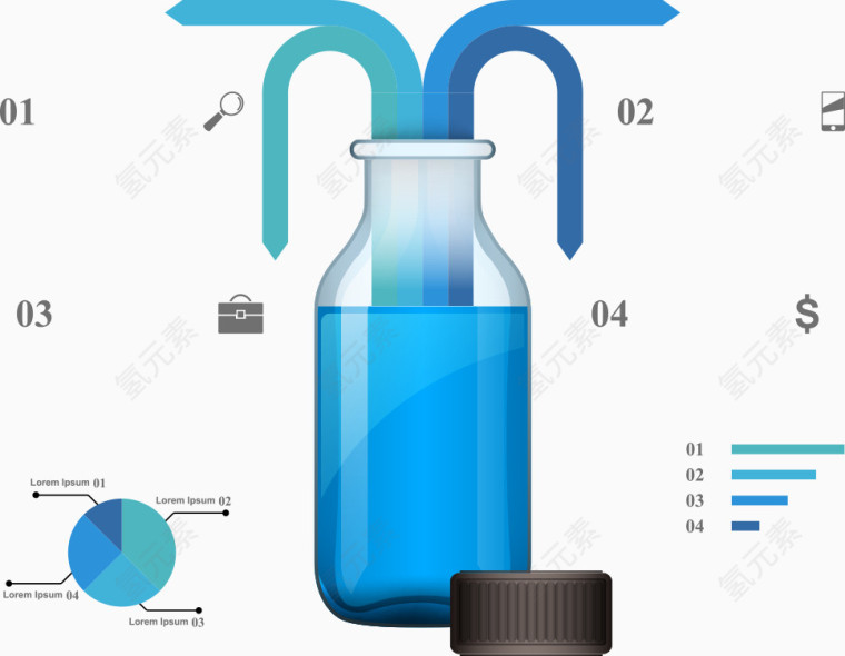 矢量瓶子和箭头