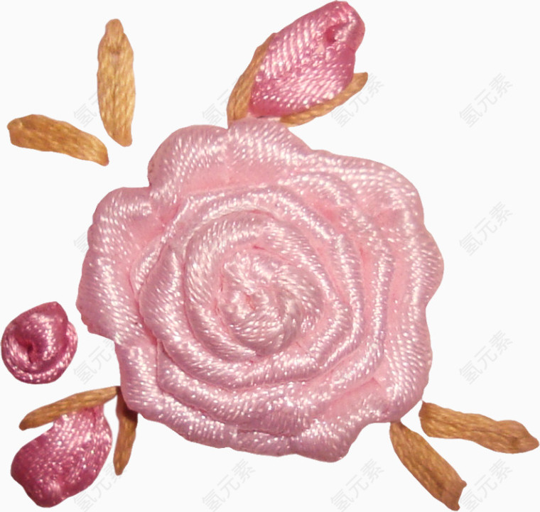 编织丝带绣玫瑰花