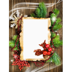 圣诞风格木纹松树边框