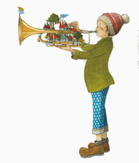 吹喇叭的圣诞男孩素材