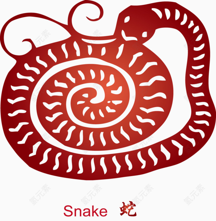 红色剪纸蛇