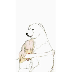 女孩和大熊拥抱元素