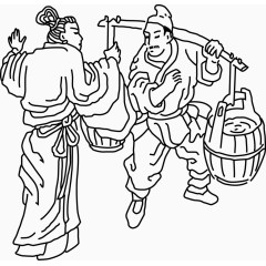 矢量古代酿酒图