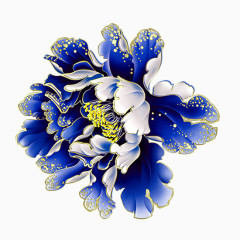 蓝色绽放牡丹花朵