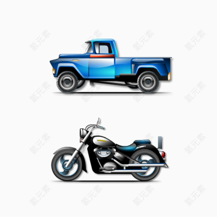 精致汽车和摩托车图标