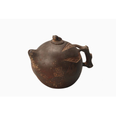 民国钦州紫砂挂釉桃式茶壶