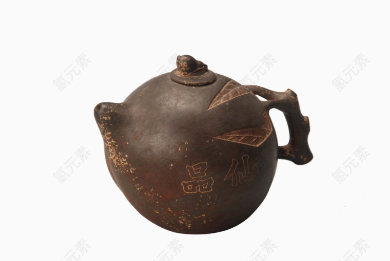 民国钦州紫砂挂釉桃式茶壶