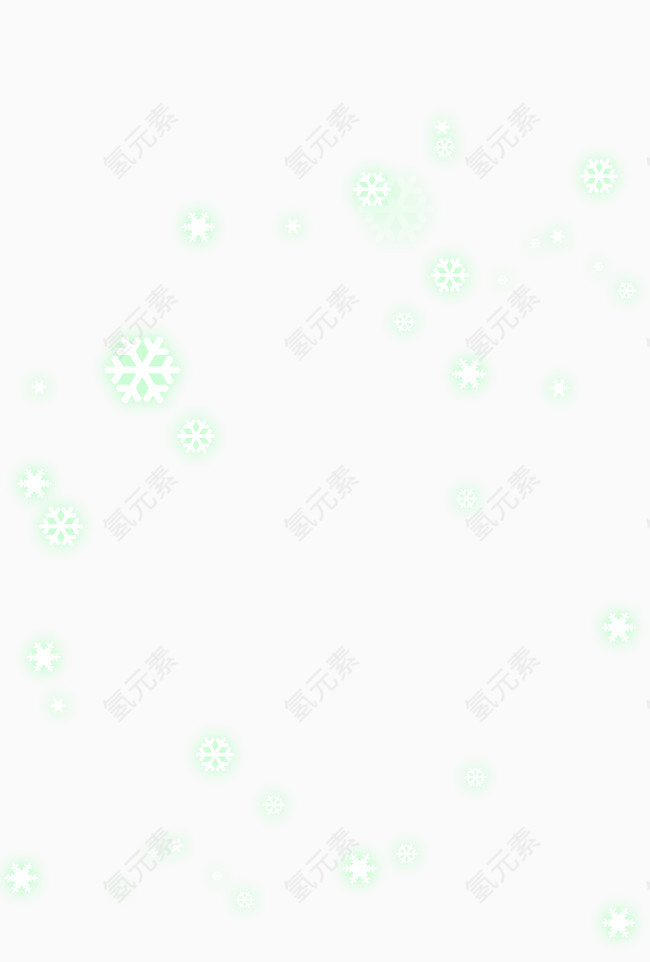 绿色清新雪花漂浮素材