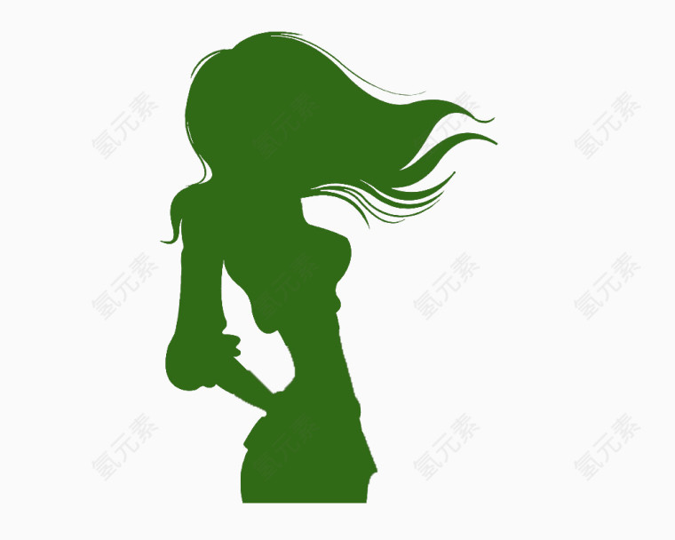 绿色剪影长发女人3