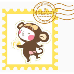 邮票猴子矢量