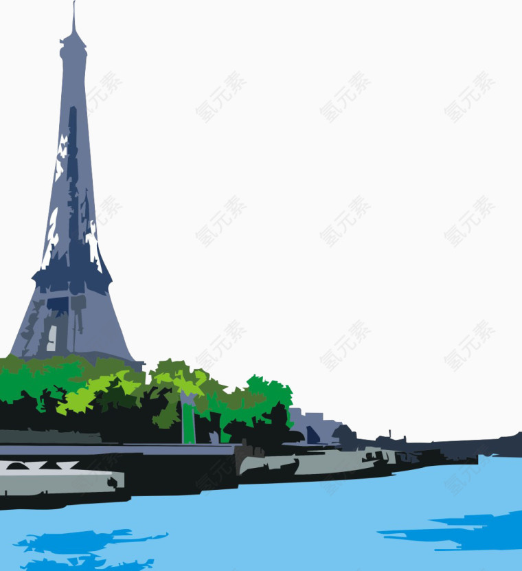 塞纳河巴黎铁塔风景